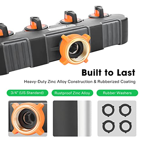 VIVOSUN Garden Hose Splitter 4 Way, Heavy Duty Water Hose Connector 3/4", Water Hose Manifold, Faucet Adapter with Comfortable Rubberized Grip for Drip Irrigation, Lawns - Image 4