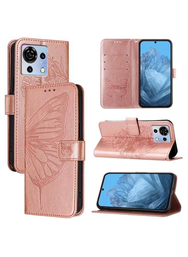 The Bros Case For ZTE Blade V50 Vita Embossed Butterfly Leather Phone Case