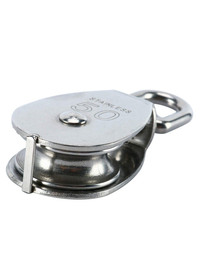 4 Pack M50 Single Pulley Roller - Heavy Duty 304 Stainless Steel Swivel Block with 880Ibs Load Capacity for a Variety Of Applications  - Image 2