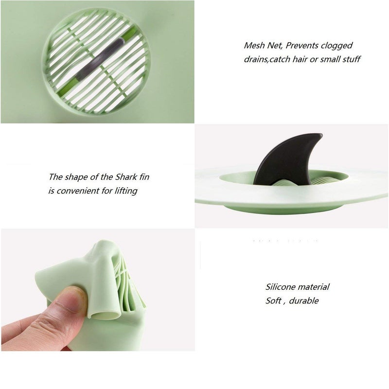 CONNECTWIDE CONNECTWIDE Silicon Strainer Shark Bath Sink Drain Outlet Drainage Groove Green  - Image 4