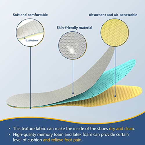 biroris 6 Pairs Thin Shoe Inserts, Barefoot Shoe Insoles Three-Layer Latex Foam Memory Foam Insoles,Cuttable and Washable,Replacement Inserts for Men 4-10 Women 5-12 (3Black+3Gray) - Image 3