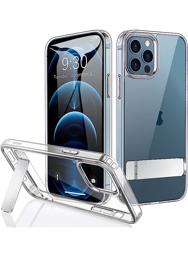 Jetech Case For Iphone 12 Pro Max 6.7-Inch With Stand, Support Wireless Charging, Slim Shockproof Bumper Phone Cover, 3-Way Metal Kickstand (Clear) - Image 1
