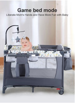 MaBaby 5-in-1 Baby Beside Crib, Foldable And Portable Baby Cradle Bed, Comfort Infant Bassinet Bed With Diaper Changing Table  - Image 3