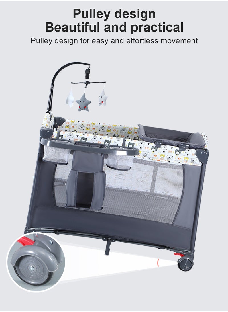 MaBaby 5-in-1 Baby Beside Crib, Foldable And Portable Baby Cradle Bed, Comfort Infant Bassinet Bed With Diaper Changing Table  - Image 5