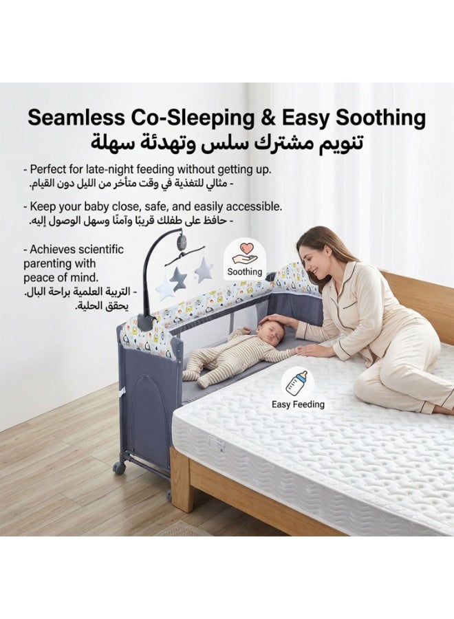 MaBaby 5-in-1 Baby Beside Crib, Foldable And Portable Baby Cots, Comfort Infant Bassinet Bed With Diaper Changing Table - Image 4