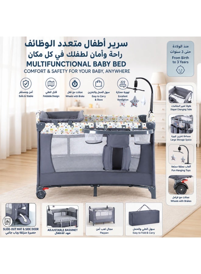 MaBaby 5-in-1 Baby Beside Crib, Foldable And Portable Baby Cots, Comfort Infant Bassinet Bed With Diaper Changing Table - Image 1