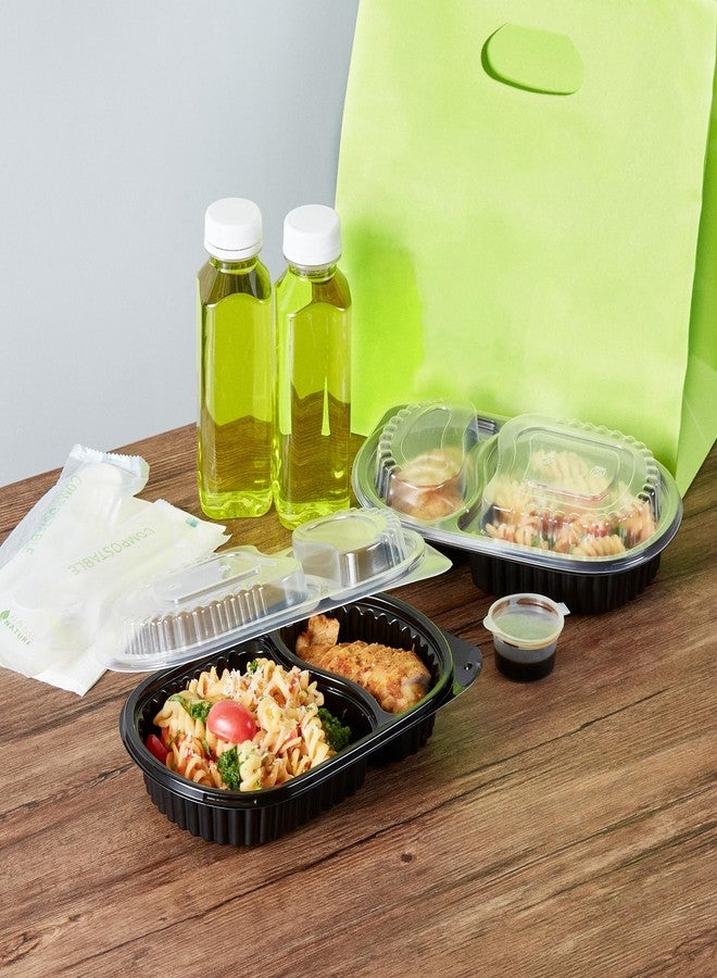 Restaurantware-RW Base 20 Ounce Meal Prep Containers, 50 Microwavable To Go Containers With Lids - Disposable, Freezable, Black Plastic Oval Food Containers, Pack Hot And Cold Food, For Takeaway - Image 5