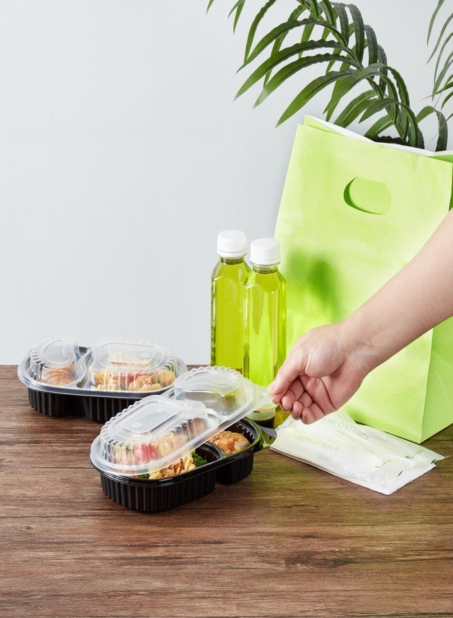 Restaurantware-RW Base 20 Ounce Meal Prep Containers, 50 Microwavable To Go Containers With Lids - Disposable, Freezable, Black Plastic Oval Food Containers, Pack Hot And Cold Food, For Takeaway - Image 4