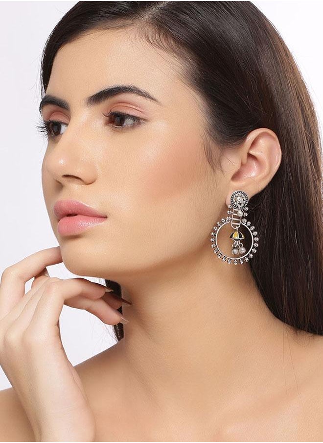 VOYLLA Taal Mridang Sarangi Ethnic Hoop Earrings  - Image 5