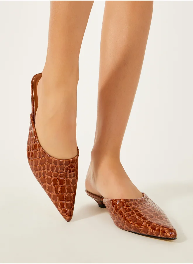 Styli Textured Pointed Toe Mules