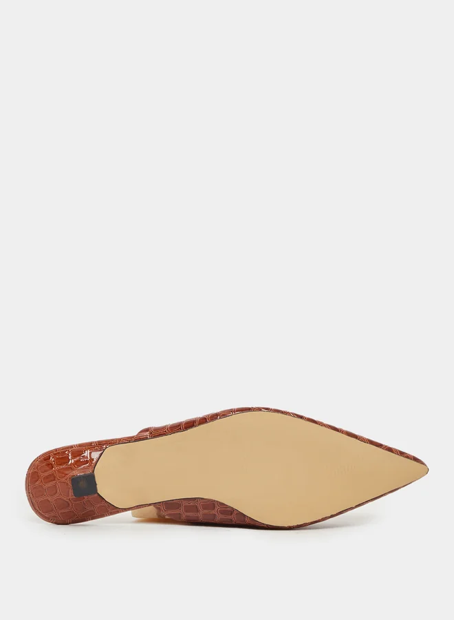 Styli Textured Pointed Toe Mules