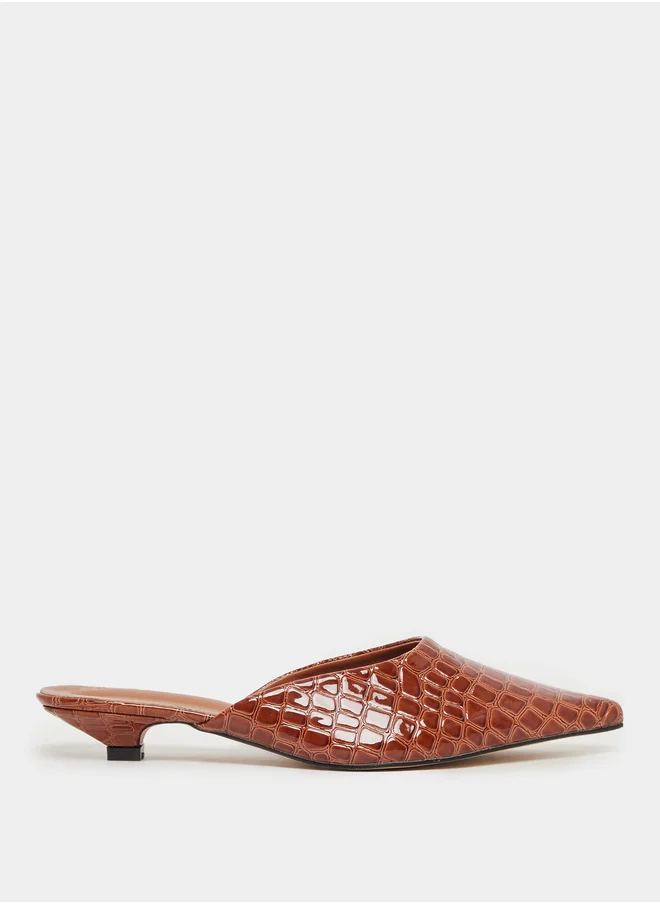 Styli Textured Pointed Toe Mules