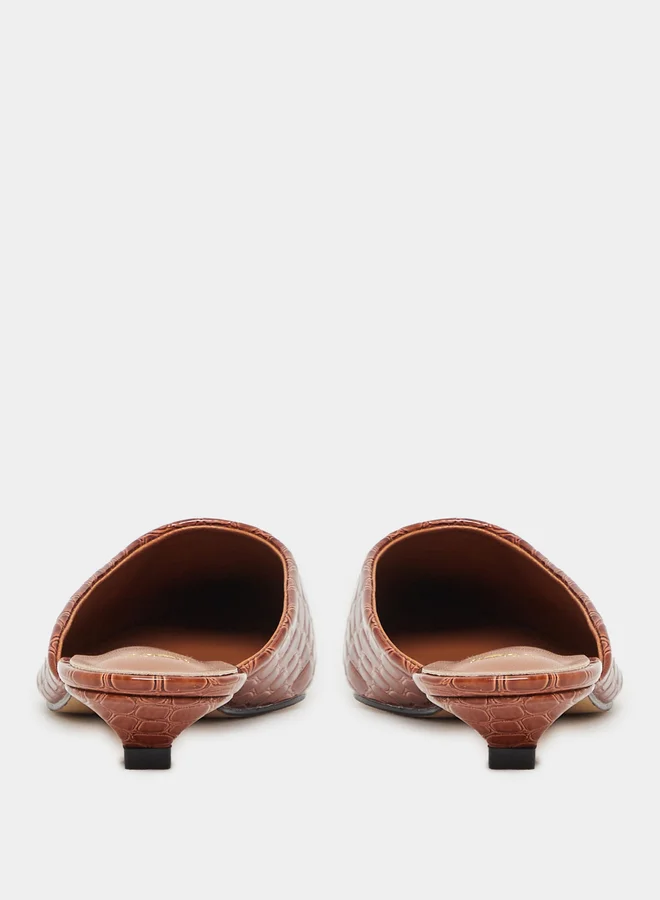 Styli Textured Pointed Toe Mules