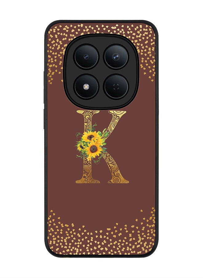 For Xiaomi Redmi Note 15 Pro 5G Case,Slim fit Camera Protection, Shockproof Thin Phone cover  - Custom Floral Monogram - K  (Brown )
