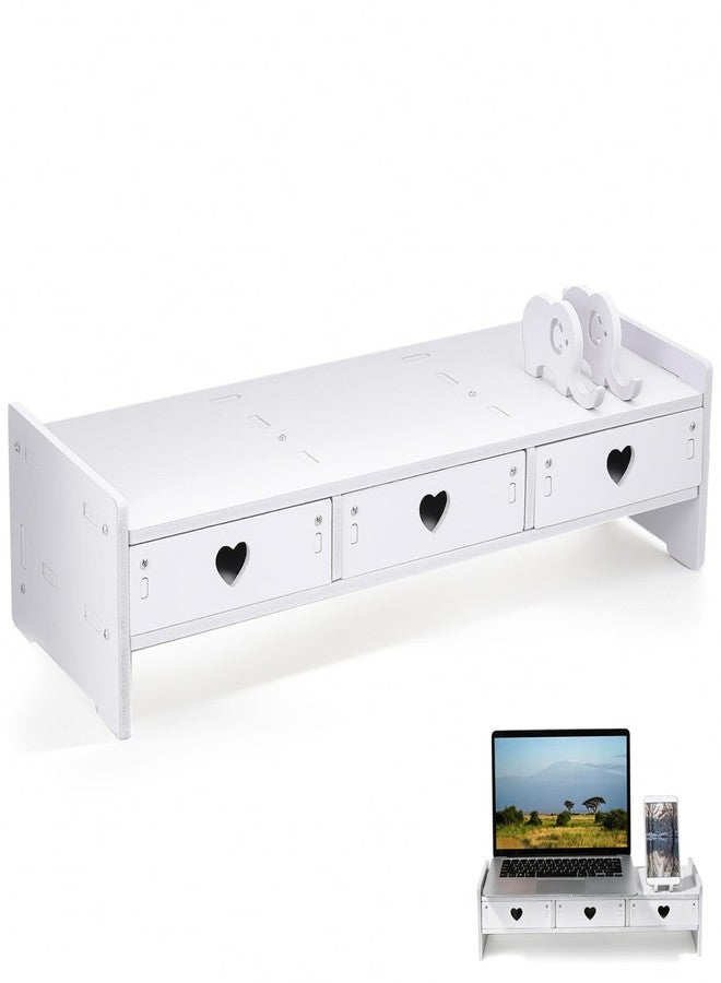 ديياه Diyeah Computer Monitor Riser With Drawer Keyboard Storage Rack 19.29x7.48x3.93inch