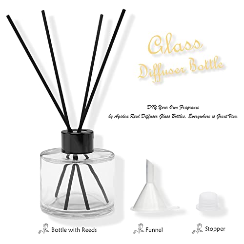 Agidea 4PCS Fragrance Glass Diffuser Bottles, Refillable Diffuser Bottles with 20pcs Reeds Sticks & Black Caps & Funnel, Diffuser Jars for Home Oil Fragrance Decoration Girl Women Gift (100ML) - Image 2