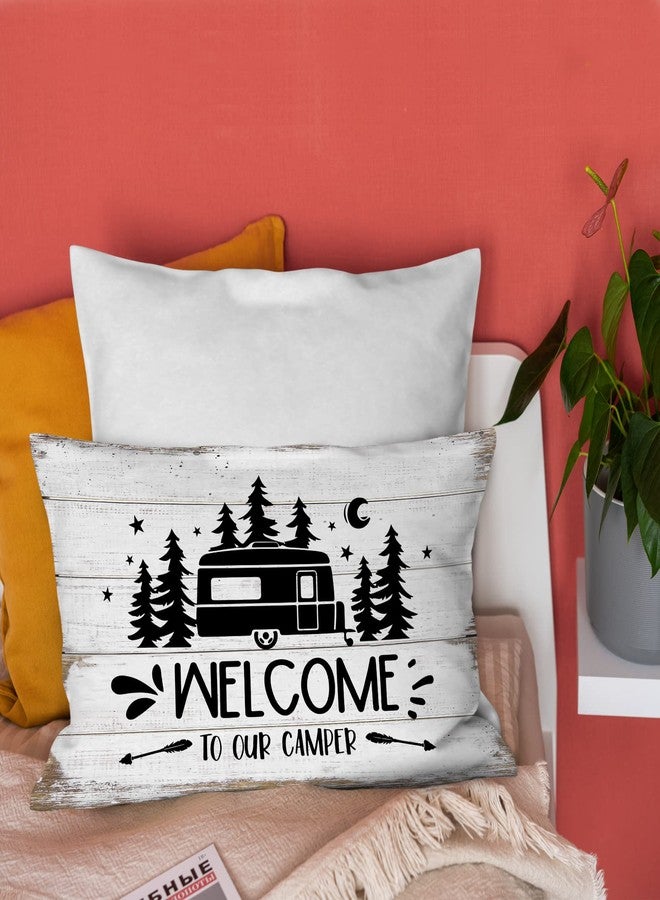 Burosev Rustic Welcome to Our Camper Soft Throw Pillow Cover, Farmhouse Decor Decorative Pillowcase, Themed for Home Rv Sofa Living Room (12 x 20 Inch) - Image 3