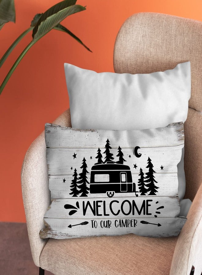 Burosev Rustic Welcome to Our Camper Soft Throw Pillow Cover, Farmhouse Decor Decorative Pillowcase, Themed for Home Rv Sofa Living Room (12 x 20 Inch) - Image 2