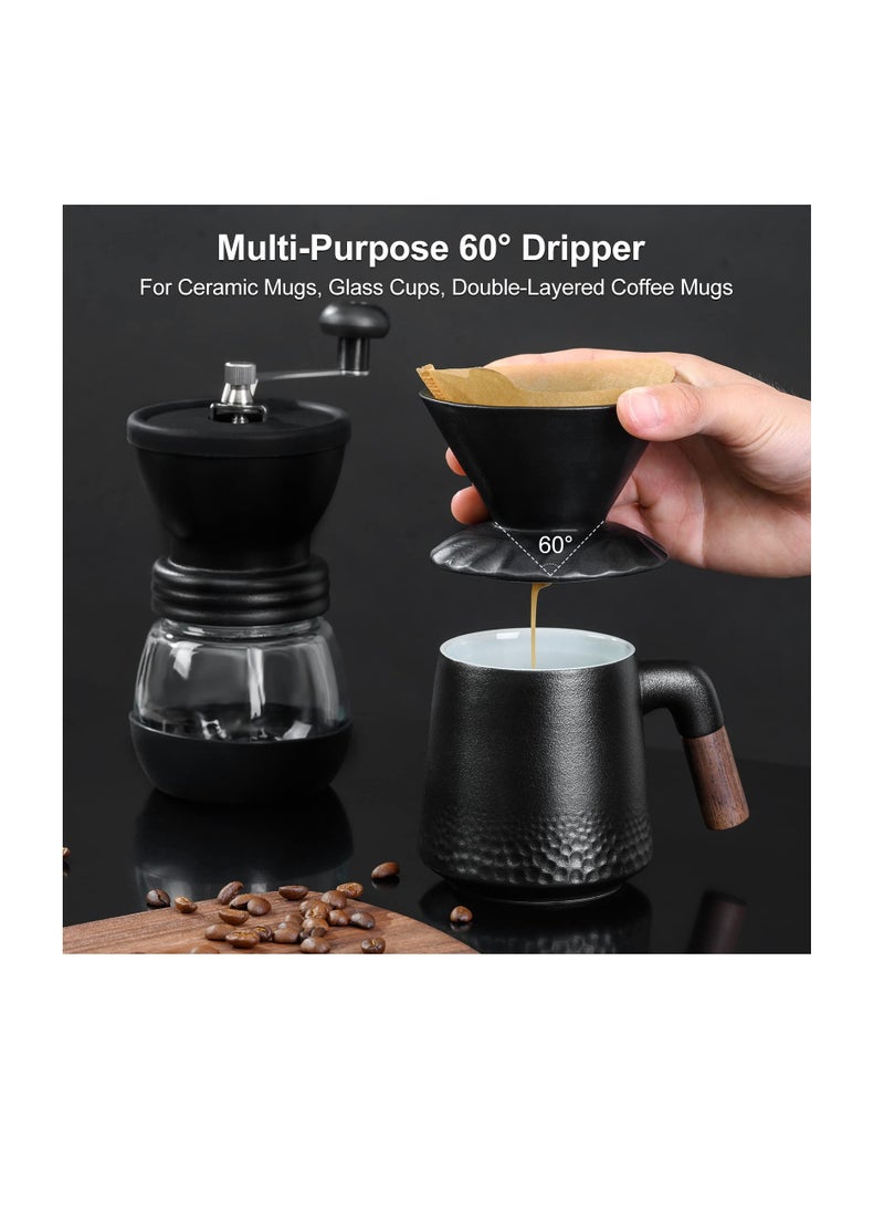 Excefore Pour Over Coffee Maker Set, House Pour Over Coffee Maker with Permanent 60° Angled V-Shaped Coffee Dripper Ceramic and 40 pcs Coffee Filter, Coffee Dripper Brewer, Dishwasher Safe for Home, Office  - Image 3