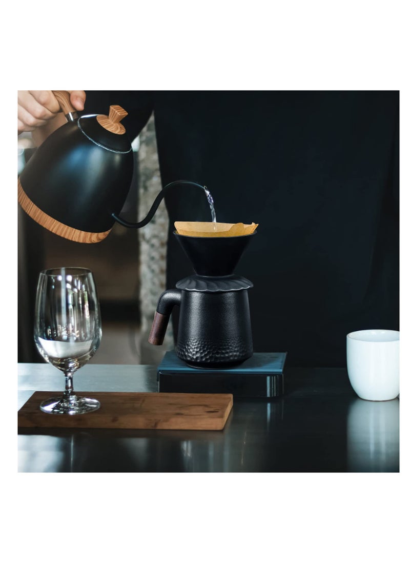 Excefore Pour Over Coffee Maker Set, House Pour Over Coffee Maker with Permanent 60° Angled V-Shaped Coffee Dripper Ceramic and 40 pcs Coffee Filter, Coffee Dripper Brewer, Dishwasher Safe for Home, Office  - Image 4