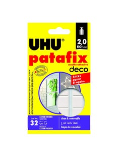 UHU PATAFIX HOME DECO, strong, removable and reusable adhesive pads, repositionable and precut tack, 32 pads, no nails no damage