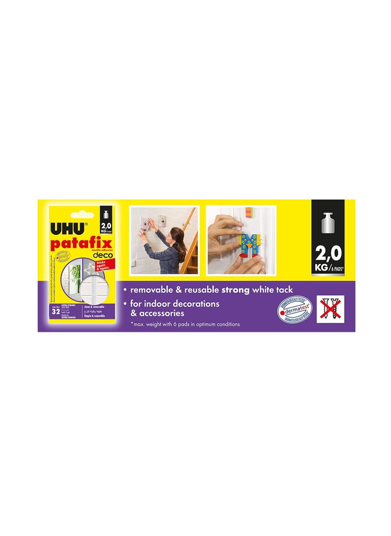UHU - UHU PATAFIX HOME DECO, strong, removable and reusable adhesive pads, repositionable and precut tack, 32 pads, no nails no damage - Image 1