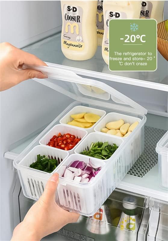 KEFTRIAX Plastic Fridge Storage Boxes 6 Grid container for Kitchen Storage Set Refrigerator Food Box 1 - Image 4