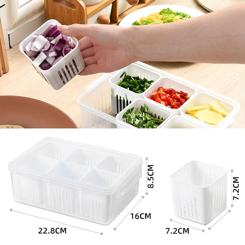 KEFTRIAX Plastic Fridge Storage Boxes 6 Grid container for Kitchen Storage Set Refrigerator Food Box 1 - Image 2