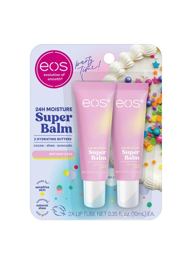إي أو اس بلسم eos 24H Moisture Super Balm - كعكة عيد الميلاد، قناع للشفاه، علاج للشفاه ليلاً أو نهارًا، مصمم للبشرة الحساسة، 0.35 أونصة سائلة، عبوة من قطعتين - Image 1