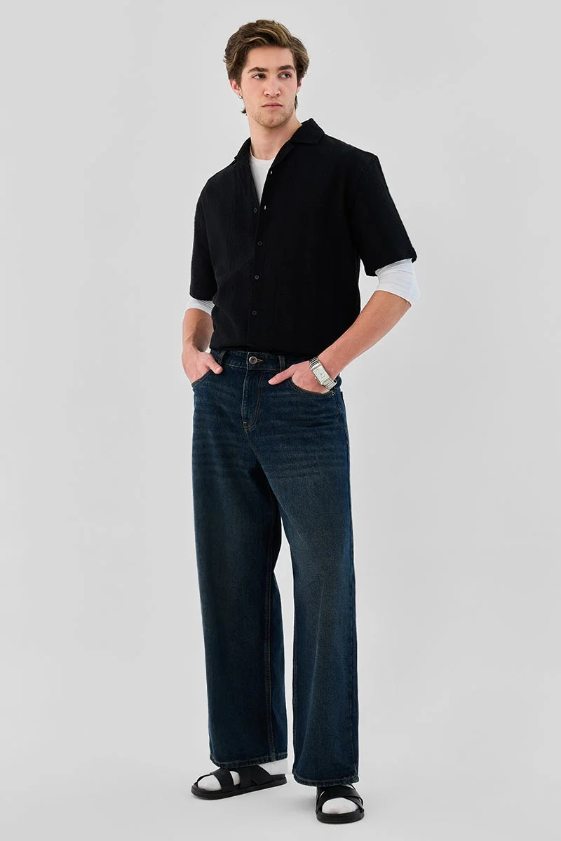 SNITCH Box Fit 100% Cotton Textured Shirt