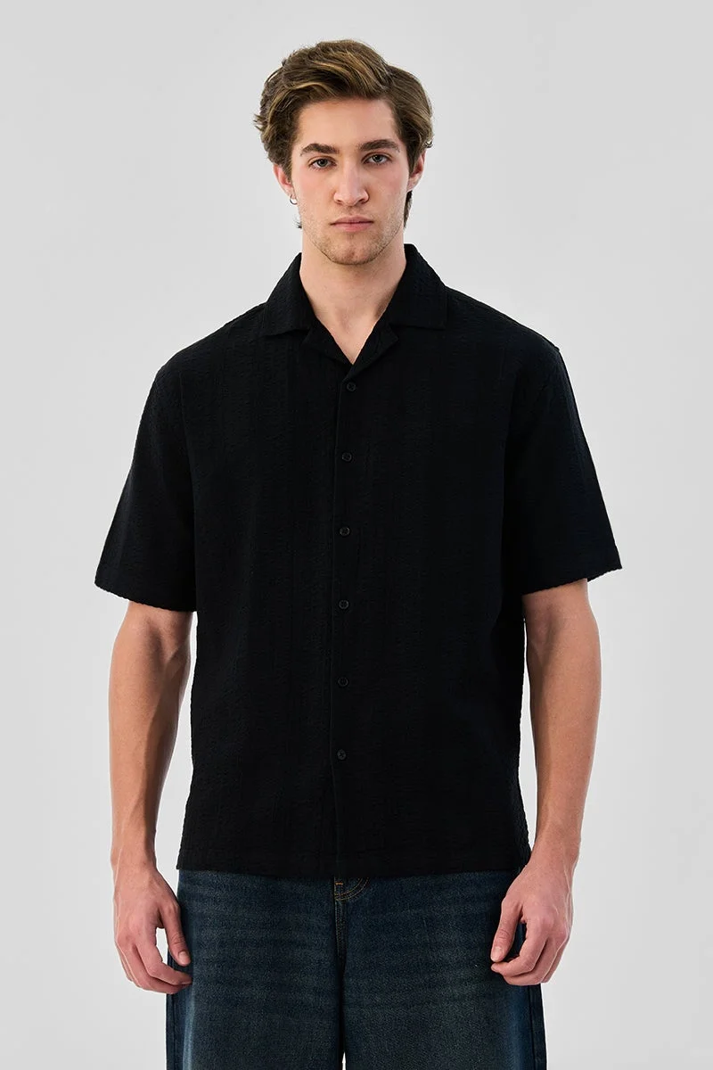 SNITCH Box Fit 100% Cotton Textured Shirt