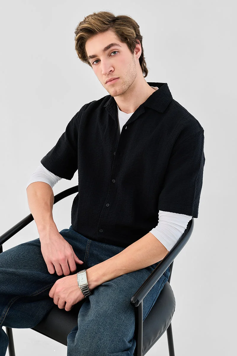 سنيتش قميص قطني بقصة واسعة بنقش بارز