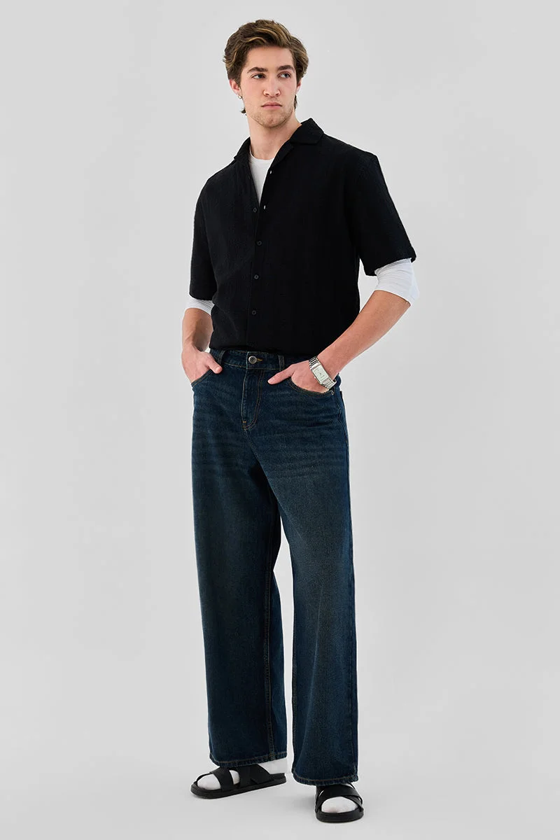 سنيتش قميص قطني بقصة واسعة بنقش بارز