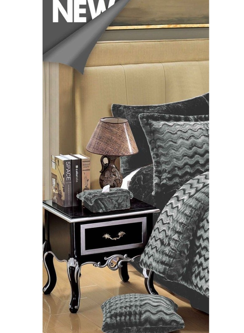 مينجلي طفم لحاف مفرش نفرين فخم من المخمل الناعم بتصميم حصري وجذاب مقاس 240*260 سم - Image 2