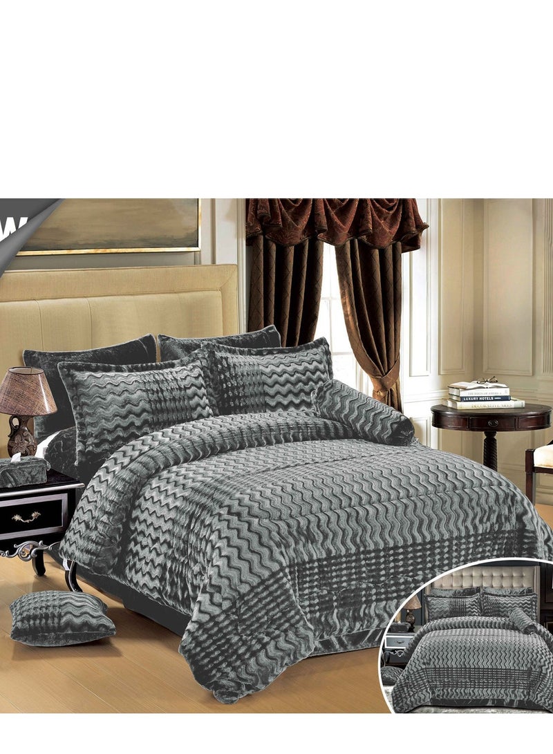 مينجلي طفم لحاف مفرش نفرين فخم من المخمل الناعم بتصميم حصري وجذاب مقاس 240*260 سم - Image 1