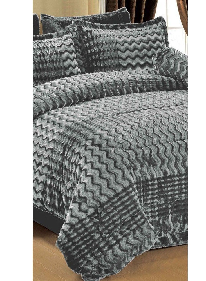 مينجلي طفم لحاف مفرش نفرين فخم من المخمل الناعم بتصميم حصري وجذاب مقاس 240*260 سم - Image 3