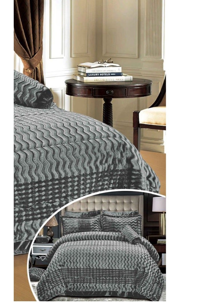 مينجلي طفم لحاف مفرش نفرين فخم من المخمل الناعم بتصميم حصري وجذاب مقاس 240*260 سم - Image 4