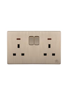 Vooltex 13 amps Piano Style Double Socket White with Double Switch  - Image 1