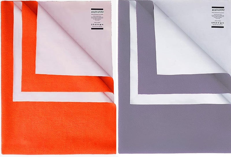 ELEVANTO Baby Anti-Piling Fleece Extra Absorbent Instant Dry Sheet for Baby, Baby Bed Protector, Waterproof Sheet, Small Size 50x70cm, Pack of 2, Rust &Purple - Image 1