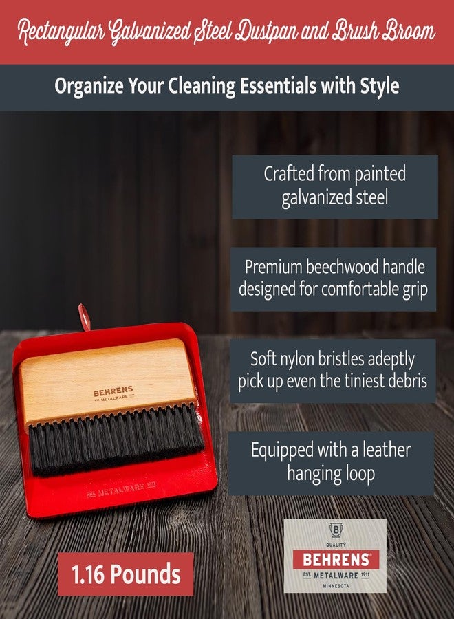 Behrens Red Galvanized Dustpan & Brush Set - Image 3