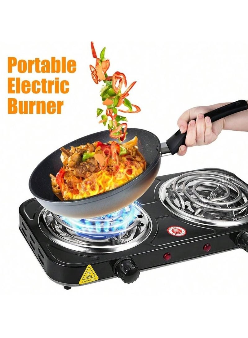 PRIMO PLUS Double coil hot plate , Hot Plate, 2000W Electric Double Burner Portable Coil Heating Hot Plate Stove, 220V Lightweight Stainless Steel Countertop Stove for Kitchen Dorm Camping - Image 1