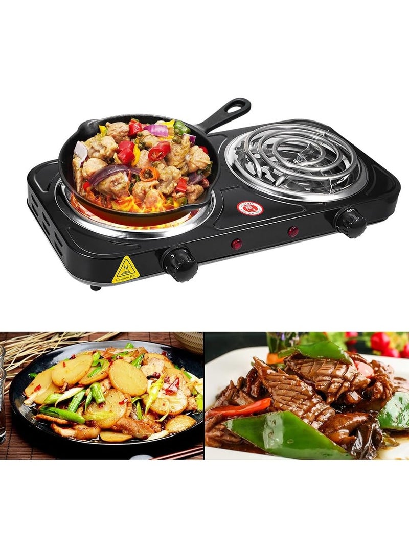 PRIMO PLUS Double coil hot plate , Hot Plate, 2000W Electric Double Burner Portable Coil Heating Hot Plate Stove, 220V Lightweight Stainless Steel Countertop Stove for Kitchen Dorm Camping - Image 2