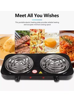 Denx DX2049 - Double coil hot plate , Hot Plate, 2000W Electric Double Burner Portable Coil Heating Hot Plate Stove, 220V Lightweight Stainless Steel Countertop Stove for Kitchen Dorm Camping  - Image 3