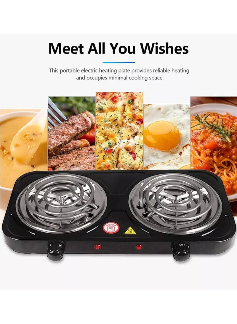 PRIMO PLUS Double coil hot plate , Hot Plate, 2000W Electric Double Burner Portable Coil Heating Hot Plate Stove, 220V Lightweight Stainless Steel Countertop Stove for Kitchen Dorm Camping - Image 3