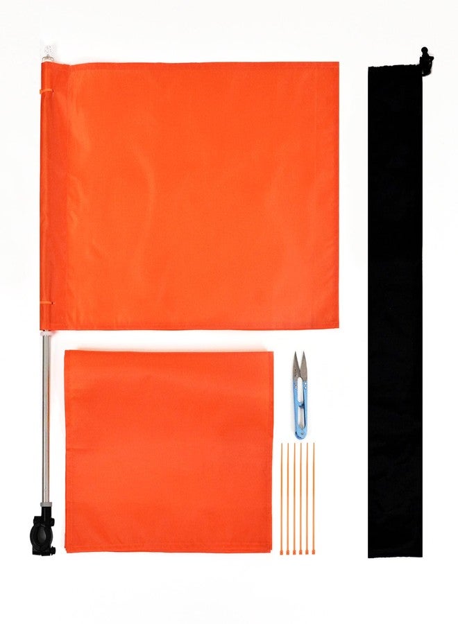 FLAGMESAGE Orange Boat Flag with Replacement Flag, 12” x 18” Water Ski Flag with 52" Retractable Boat Safety Flagpole & Firm Holder, Durable Boating Safety Flag Skier Down Flag for Swimming, Surfing - Image 2