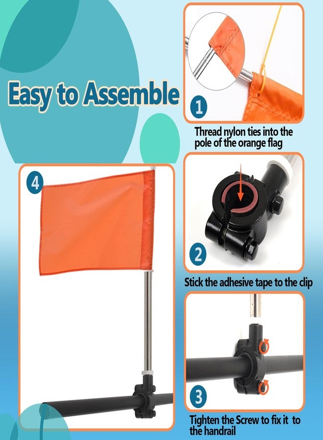 FLAGMESAGE Orange Boat Flag with Replacement Flag, 12” x 18” Water Ski Flag with 52" Retractable Boat Safety Flagpole & Firm Holder, Durable Boating Safety Flag Skier Down Flag for Swimming, Surfing - Image 4