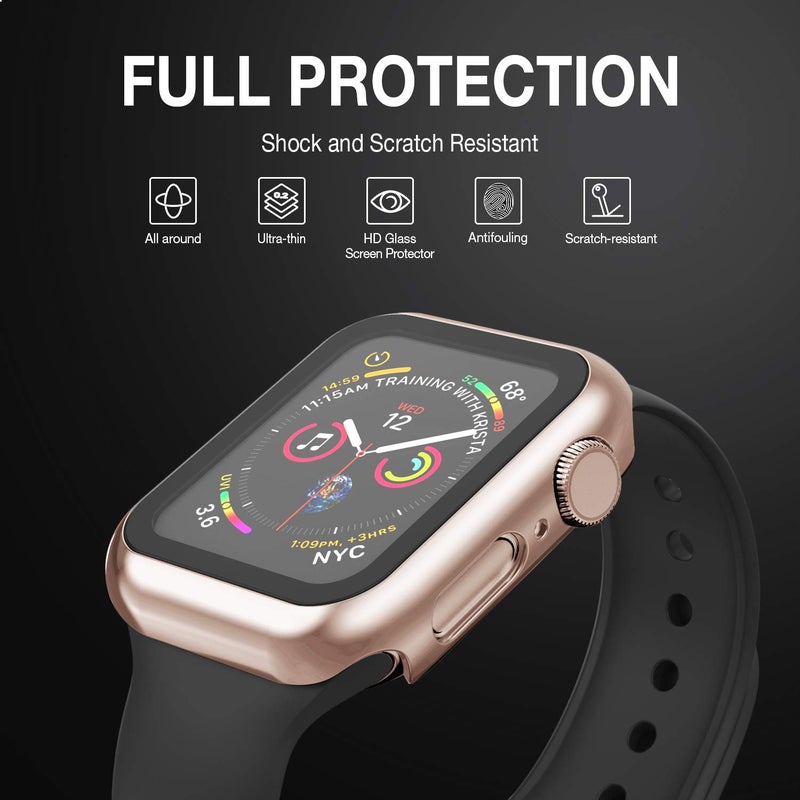 Adepoy Case Compatible with Apple Watch 40MM Series 6/5/4/SE with Built-in Tempered Glass Screen Protector, All-Around Ultra-Thin Bumper Full Cover Hard PC Protective Case for iWatch - Image 2