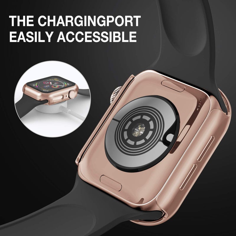 Adepoy Case Compatible with Apple Watch 40MM Series 6/5/4/SE with Built-in Tempered Glass Screen Protector, All-Around Ultra-Thin Bumper Full Cover Hard PC Protective Case for iWatch - Image 3