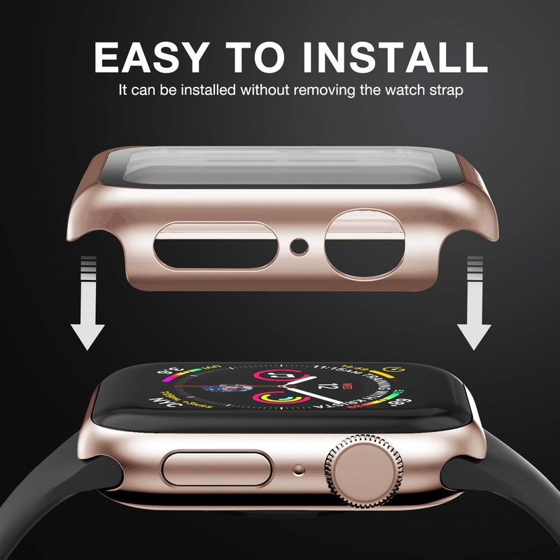 Adepoy Case Compatible with Apple Watch 40MM Series 6/5/4/SE with Built-in Tempered Glass Screen Protector, All-Around Ultra-Thin Bumper Full Cover Hard PC Protective Case for iWatch - Image 4