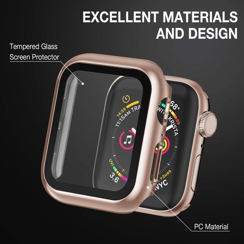 Adepoy Case Compatible with Apple Watch 40MM Series 6/5/4/SE with Built-in Tempered Glass Screen Protector, All-Around Ultra-Thin Bumper Full Cover Hard PC Protective Case for iWatch - Image 5